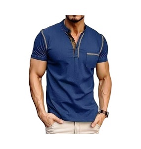 Men’s Fashion Henley Shirt Classic Short/Long Sleeve